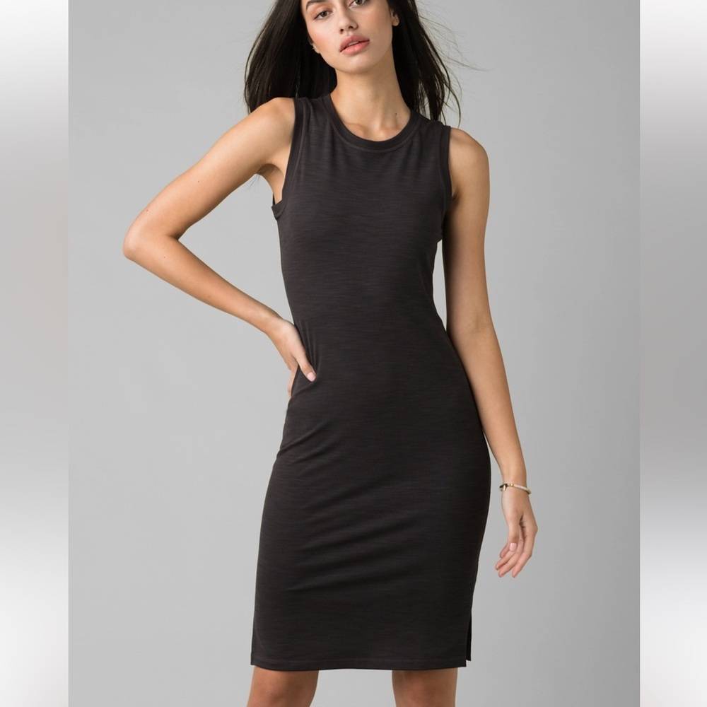 Prana NWT Dress small mauve heather bodycon midi ribbed fitted